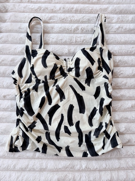 None Tops - Tankini bathing suit top size large black and white